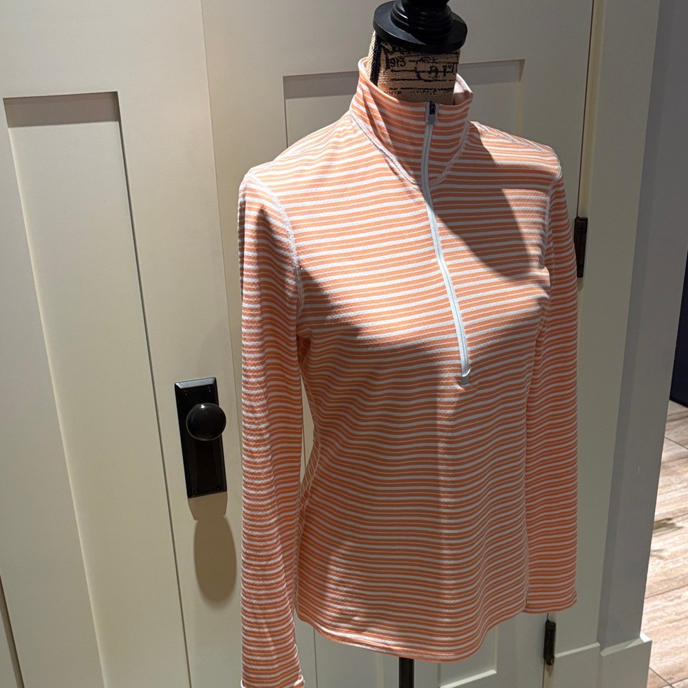Patagonia striped Half-Zip Long Sleeve Top - Orange /White